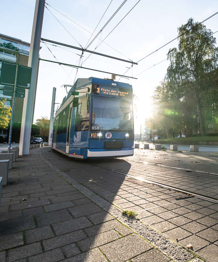 Tram in Rostock city centre