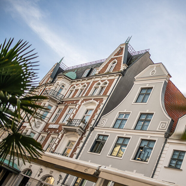 Colourful gabled houses in Rostock old town