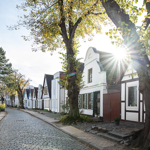 Traditional old houses in Warnemünde seaside district of Rostock